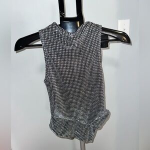 Black and Silver Sleeveless Asymmetric Women's Top